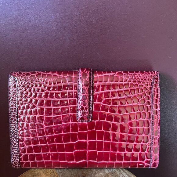 Italian Leather Red Clutch - Picture 2 of 3